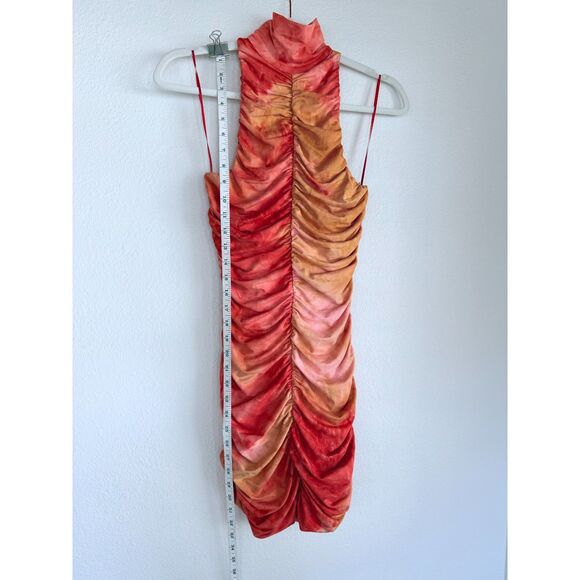 NWOT Torn by Ronny Kobo Kit Ruched Bodycon Mini Dress in Sunset Pink & Orange XS - Picture 11 of 13